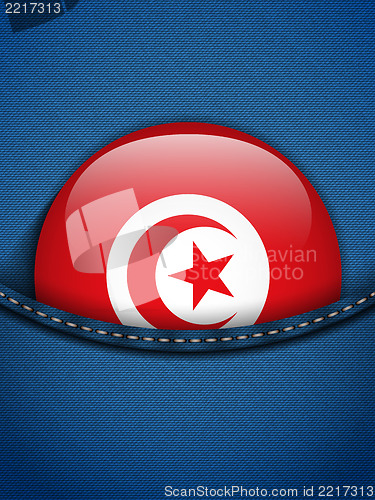 Image of Tunisia Flag Button in Jeans Pocket
