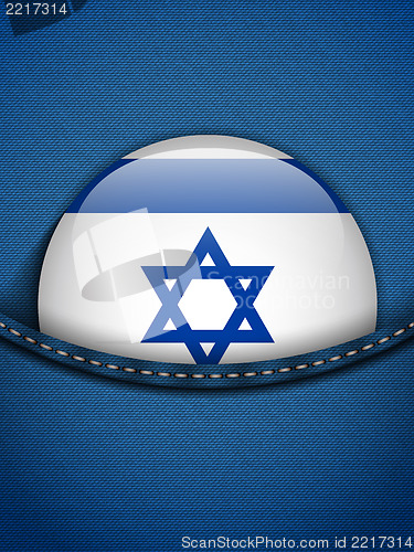 Image of Israel Flag Button in Jeans Pocket
