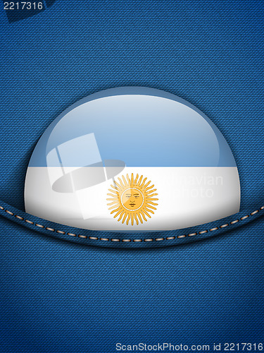 Image of Argentina Flag Button in Jeans Pocket