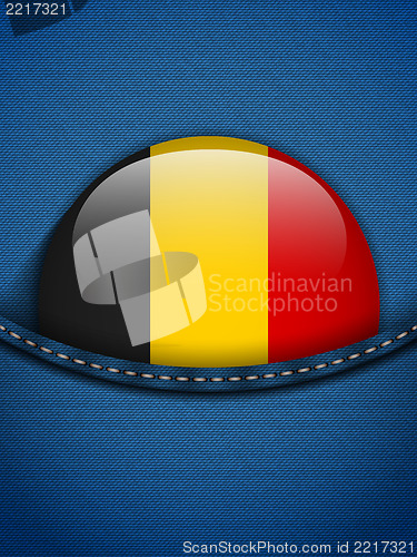 Image of Belgium Flag Button in Jeans Pocket