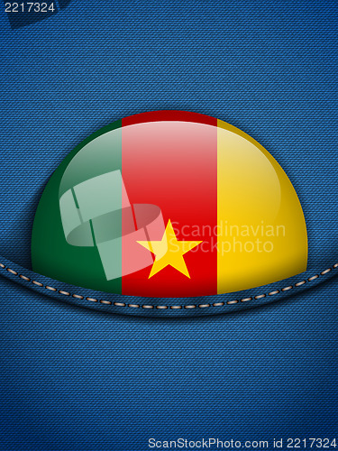 Image of Cameroon Flag Button in Jeans Pocket