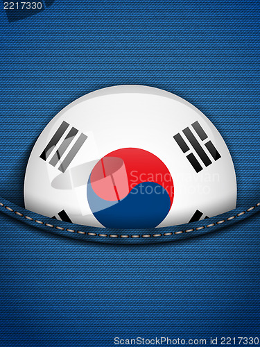 Image of South Korea Flag Button in Jeans Pocket