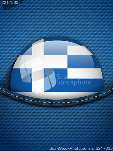 Image of Greece Flag Button in Jeans Pocket