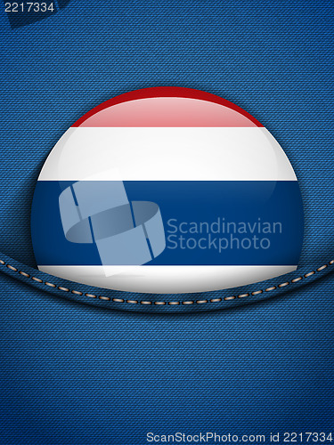 Image of Thailand Flag Button in Jeans Pocket