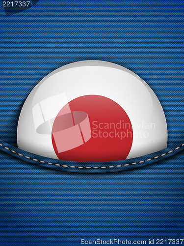 Image of Japan Flag Button in Jeans Pocket