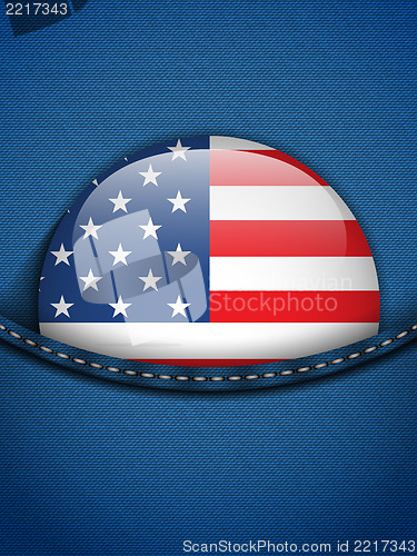 Image of United States Flag Button in Jeans Pocket