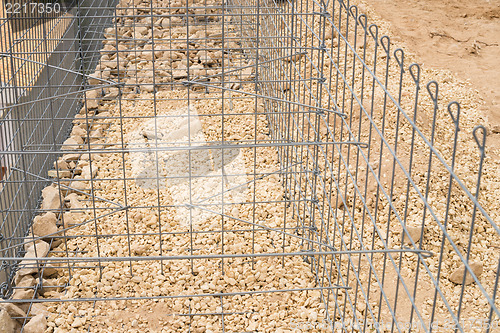 Image of Gabion cage under construction