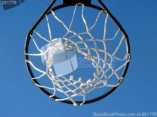 Image of New basketball hoop and the blue sky