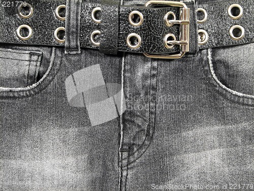Image of Black jeans, black leather belt