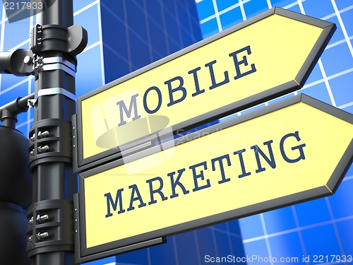 Image of Business Concept. Mobile Marketing Sign.