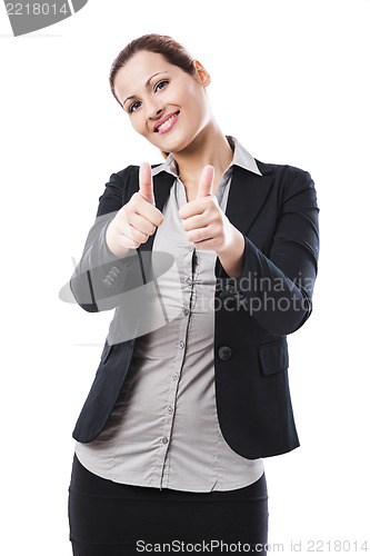 Image of Business woman with thumbs up