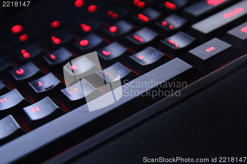 Image of PC keyboard of black color closeup view