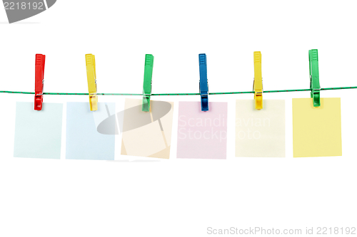 Image of Clothespins With Blank Message Cards