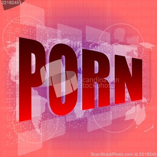 Image of porn word on digital screen