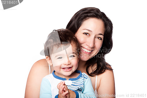 Image of Mother and baby toddler son