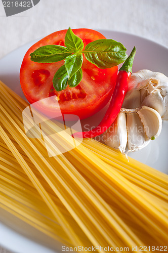 Image of Italian spaghetti pasta tomato ingredients