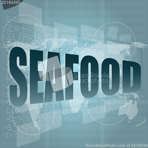 Image of seafood word on a virtual digital background