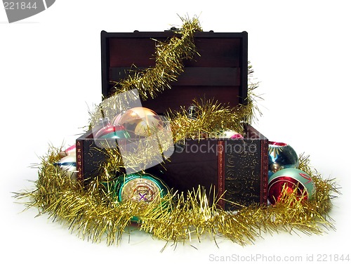 Image of Treasure chest full of Christmas decorations