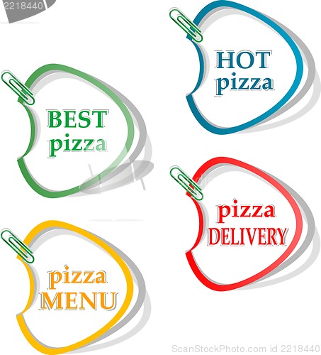 Image of Best pizza, hot pizza, delivery stickers set