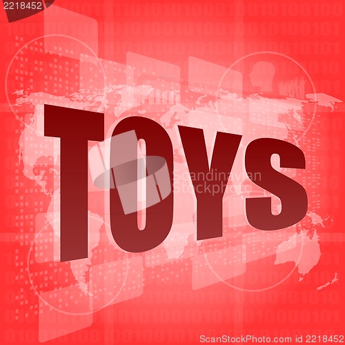 Image of Marketing concept: words toys marketing on digital screen