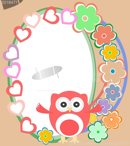 Image of Background with flowers and cute owl