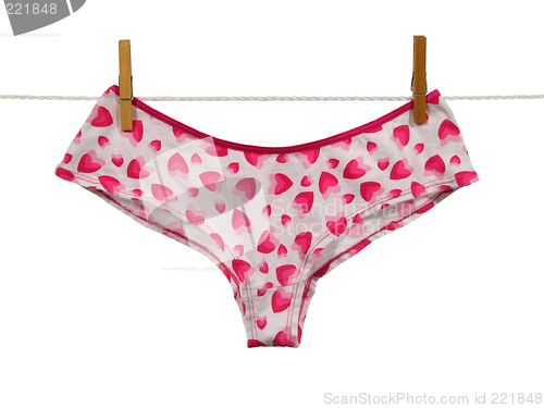 Image of Valentine panties on a clothes line (+clipping path)