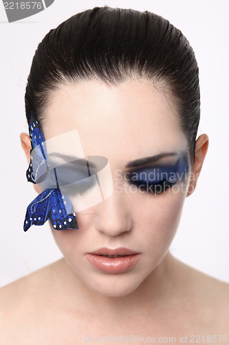 Image of Clean Image of A woman With Butterfly Make Up