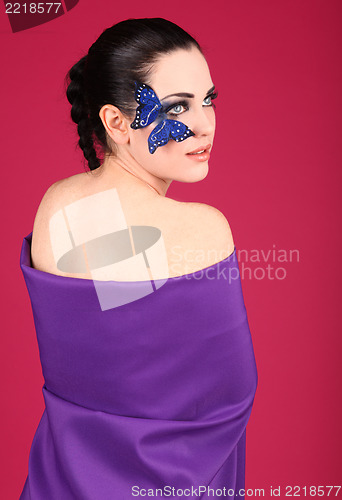 Image of Clean Image of A woman With Butterfly Make Up
