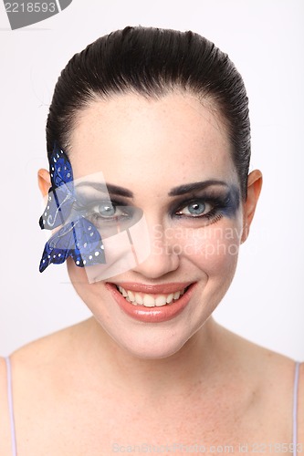 Image of Clean Image of A woman With Butterfly Make Up