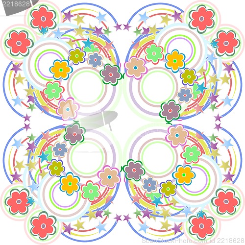 Image of Hand drawn seamless floral wallpaper with set of different flowers