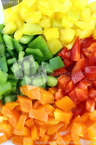 Image of slices of colorful sweet bell pepper 