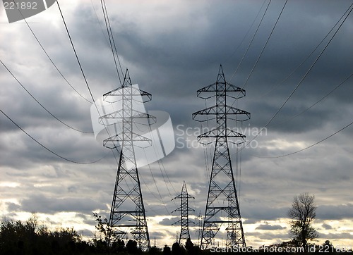 Image of Electric towers at dawn