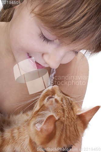 Image of little girl communicating with her pet