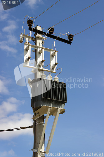 Image of Transformer is installed on a concrete pillar