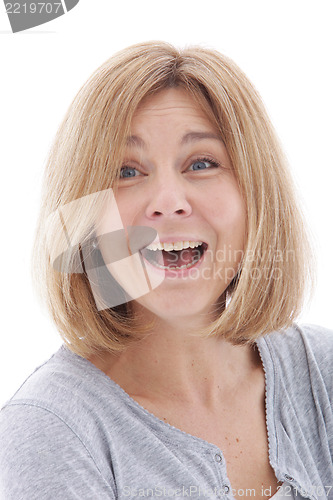 Image of Laughing woman with a surprised expression