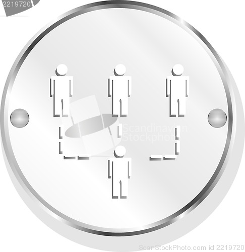 Image of Social media, people network, isolated metal button on white background