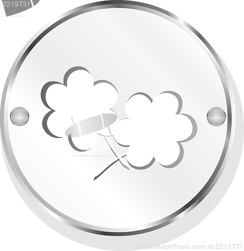 Image of leaf icon on metal internet button original illustration