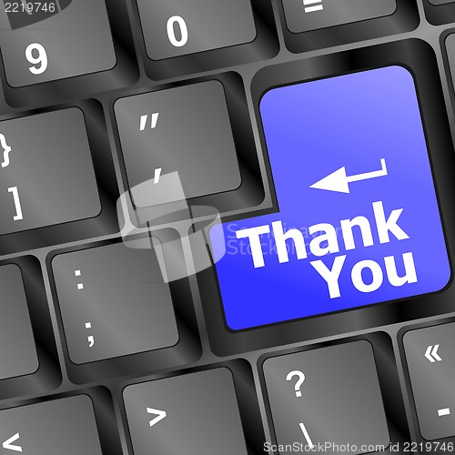 Image of Computer keyboard with Thank You key, business concept