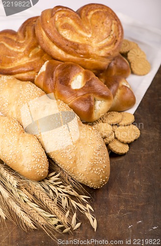 Image of Fresh bread with ear of wheat