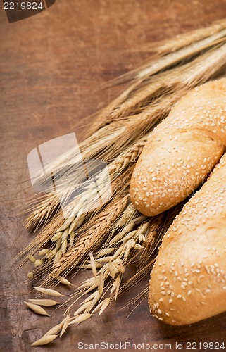 Image of Fresh bread with ear of wheat