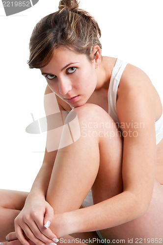 Image of Woman Sitting on the Floor