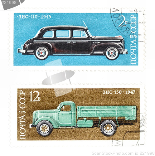 Image of Post stamps with cars from Soviet Union