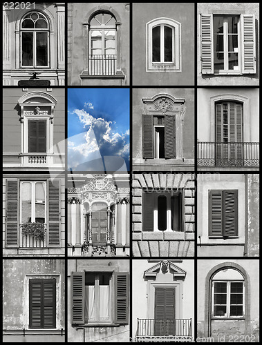 Image of Conceptual collage - windows and sky