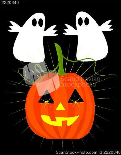 Image of Pumpkin and ghosts on halloween