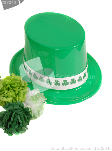 Image of Isolation of a St. Patrick's Day hat with green carnations