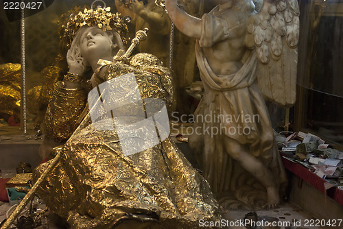 Image of golden Saint Rosalie. Palermo