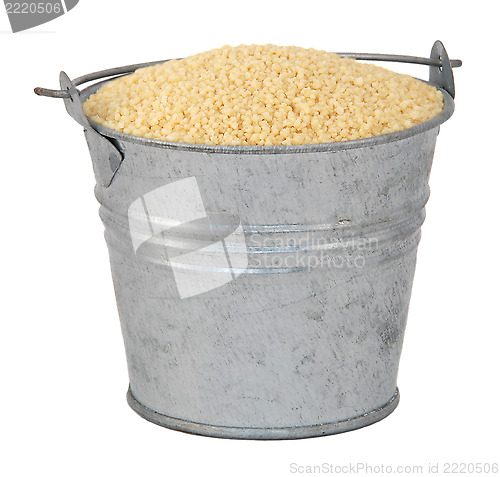 Image of Cous cous in a miniature metal bucket