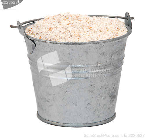 Image of Wholemeal / wheatmeal / brown flour in a miniature metal bucket