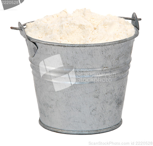 Image of Plain / all purpose flour in a miniature metal bucket