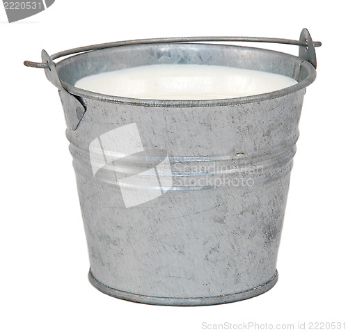 Image of Milk in a miniature metal bucket